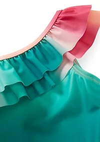 Baby Girls One Shoulder Flutter Piece Bathing Suit