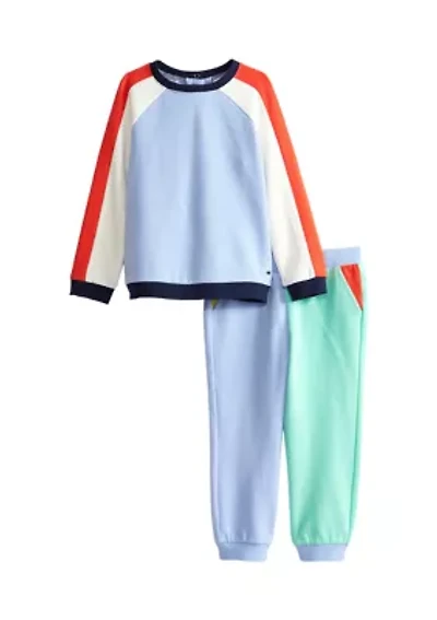 Toddler Boys Color Block Raglan Sweatshirt and Joggers Set
