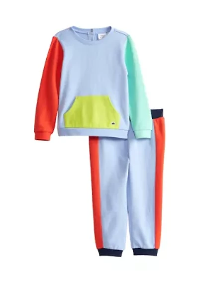 Toddler Boys Color Block Pocket Sweatshirt and Joggers Set