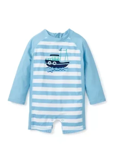 Toddler Boys Crab Stripe One Piece Rash Guard