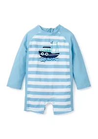Toddler Boys Crab Stripe One Piece Rash Guard
