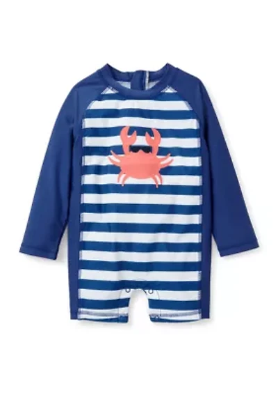 Toddler Boys Crab Stripe One Piece Rash Guard