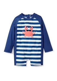 Toddler Boys Crab Stripe One Piece Rash Guard