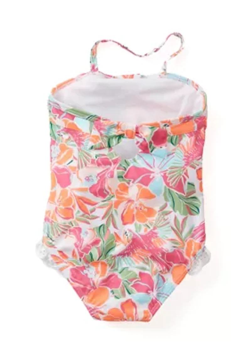 Toddler Girls Tropical Printed One Piece Swimsuit