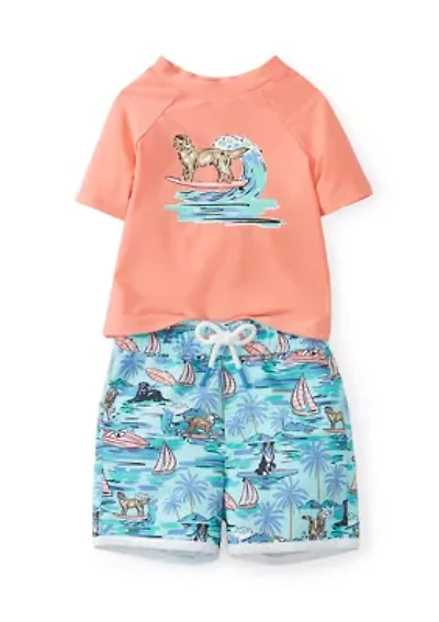 Toddler Boys Short Sleeve Rash Guard Set