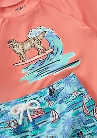 Toddler Boys Short Sleeve Rash Guard Set