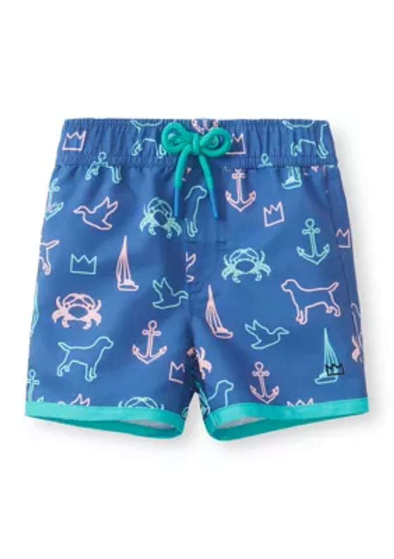 Toddler Boys Motif Short Sleeve Rash Guard Set