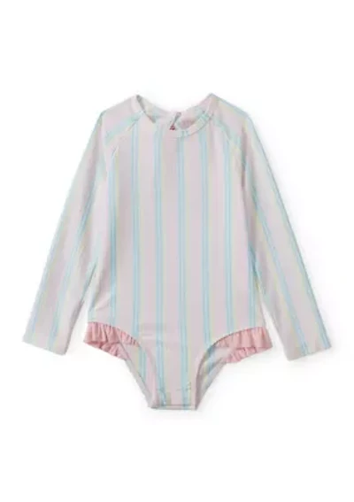 Toddler Girls Ruffle Bow Rash Guard One Piece Swimsuit