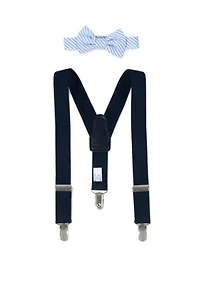Boys Seersucker Tie and Suspender Set