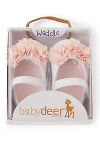 Baby Girls White Skimmer Shoes with Pink Bows