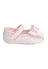 Baby Girls Tish Pink Glitter Bow Ballet Flats