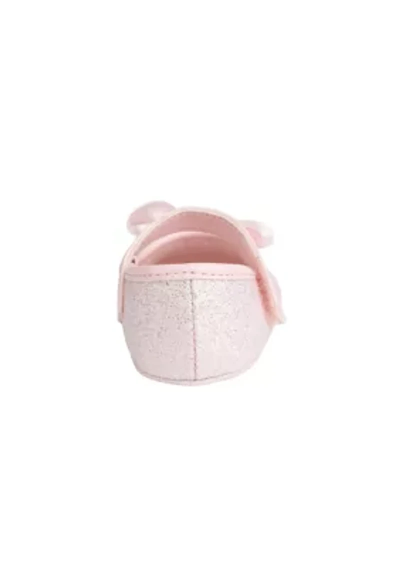 Baby Girls Tish Pink Glitter Bow Ballet Flats