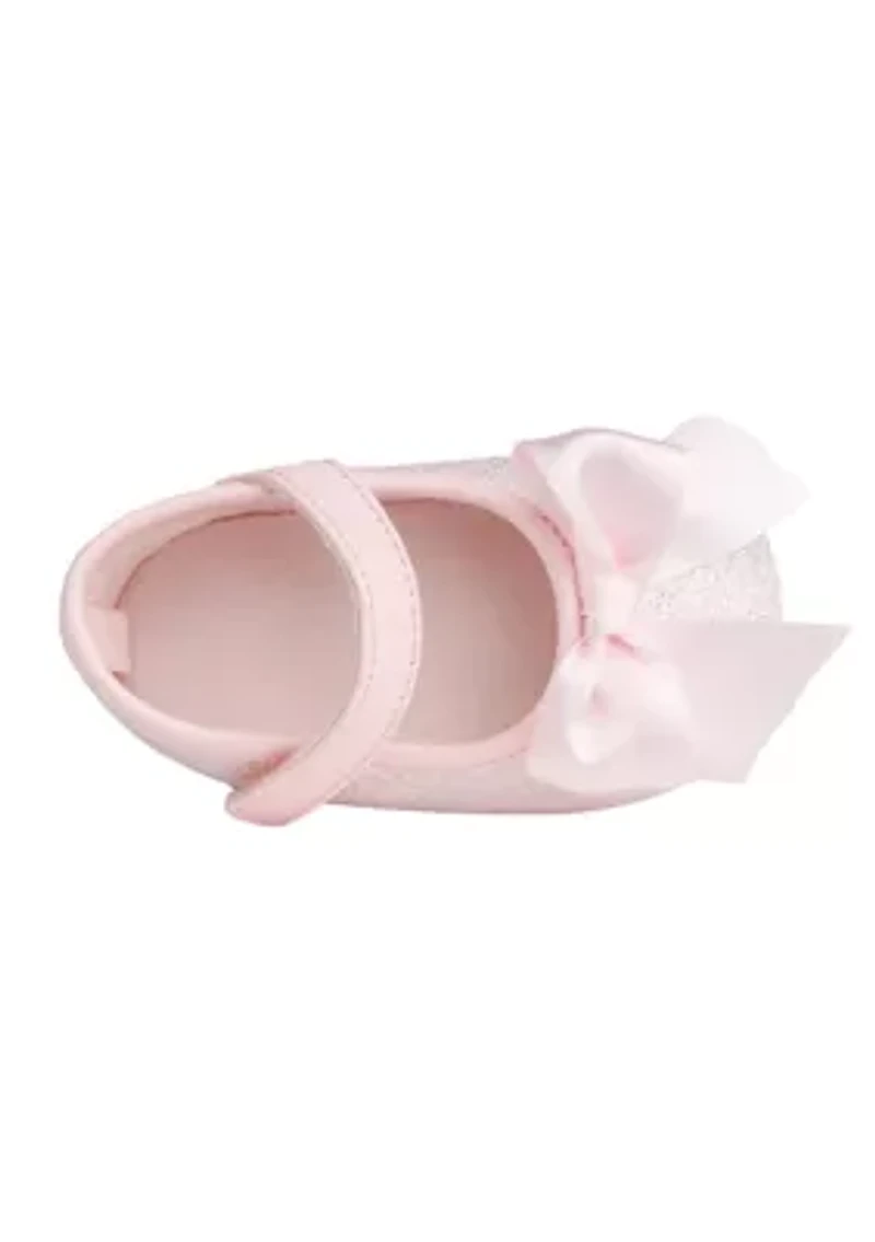 Baby Girls Tish Pink Glitter Bow Ballet Flats