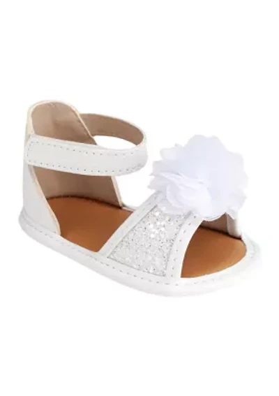 Toddler Girls Alexis White Floral Glitter Sandals