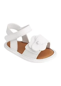 Girls Posey White Flower Double Velcro Sandals