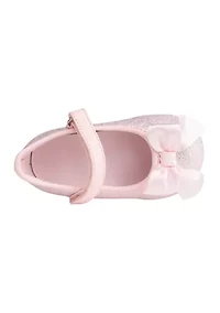 Toddler Girls Tish Pink Glitter Bow Ballet Flats