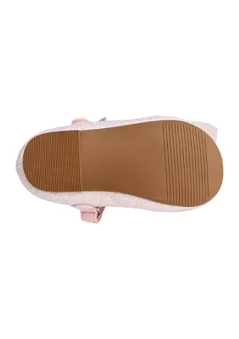 Toddler Girls Tish Pink Glitter Bow Ballet Flats