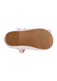Toddler Girls Tish Pink Glitter Bow Ballet Flats