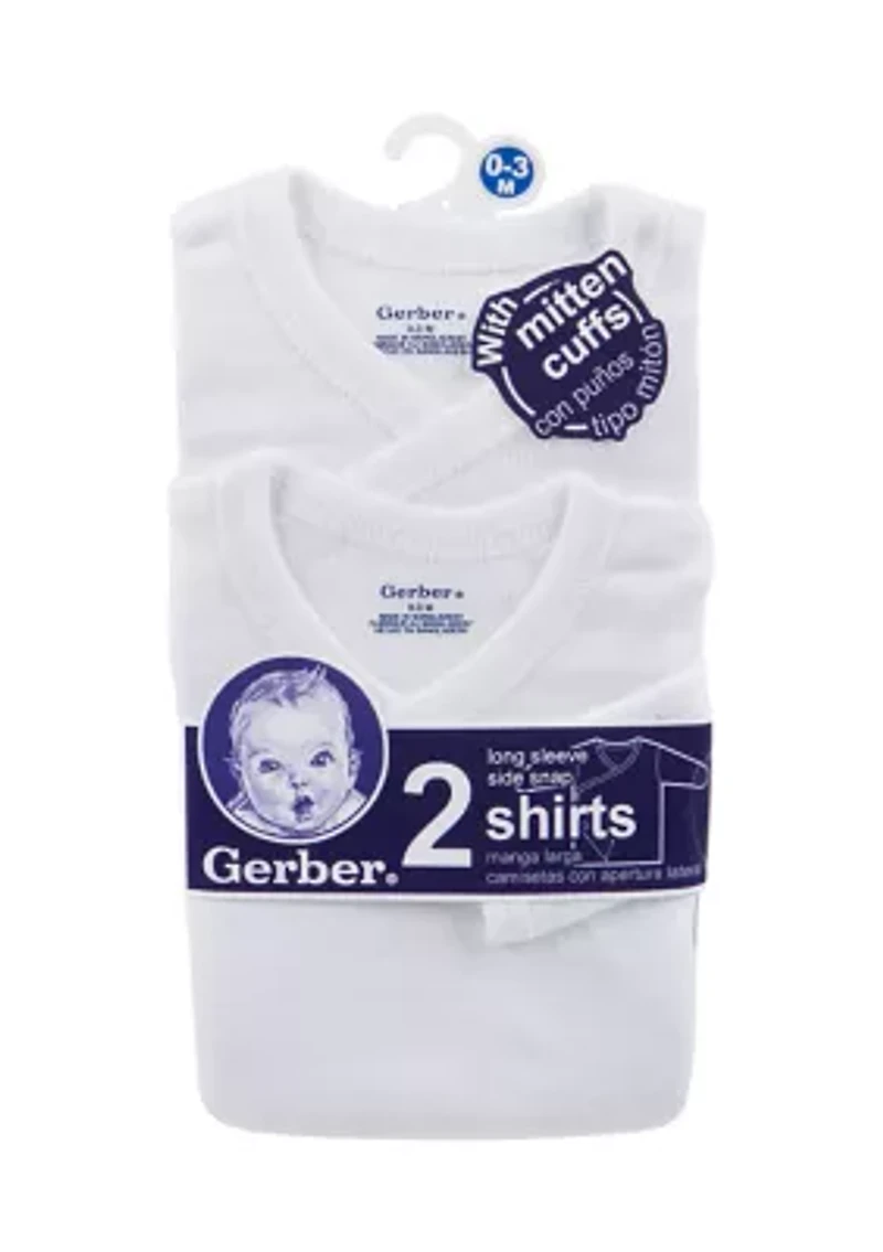 Baby Girls 2 Pack Long Sleeve White Snap Shirts