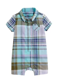 Baby Boys Madras Printed Short Romper