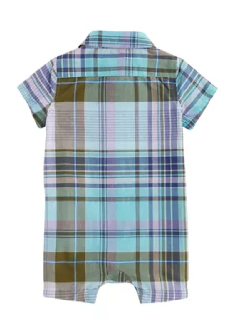Baby Boys Madras Printed Short Romper