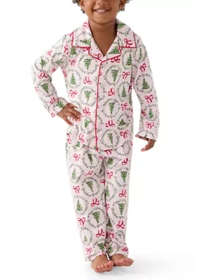 Unisex Toddler Holiday Bows and Wreaths Pajama Set