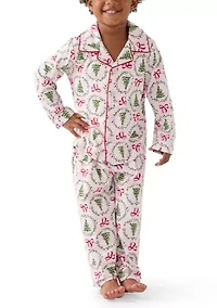 Unisex Toddler Holiday Bows and Wreaths Pajama Set
