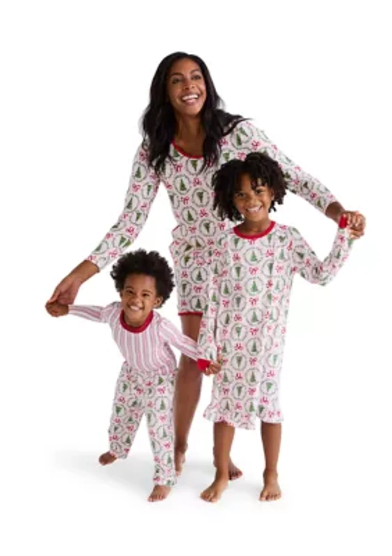 Unisex Toddler Holiday Bows and Wreaths Pajama Set