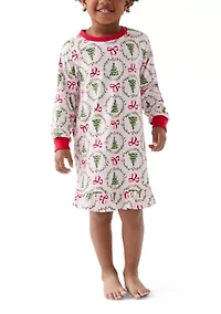 Toddler Holiday Bows and Wreaths Nightgown