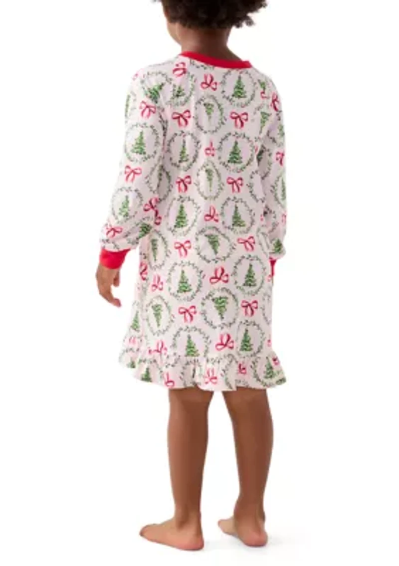 Toddler Holiday Bows and Wreaths Nightgown