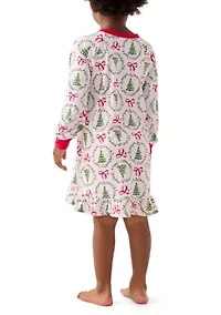 Toddler Holiday Bows and Wreaths Nightgown