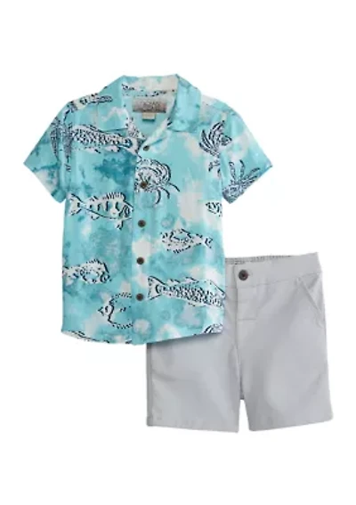 Baby Boys Camp Shirt and Shorts Set