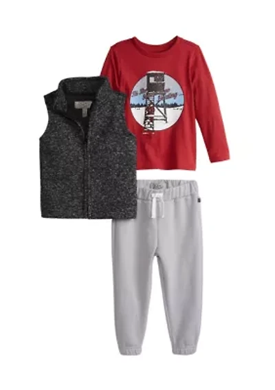 Baby Boys Sweater Vest, Shirt and Pant Set