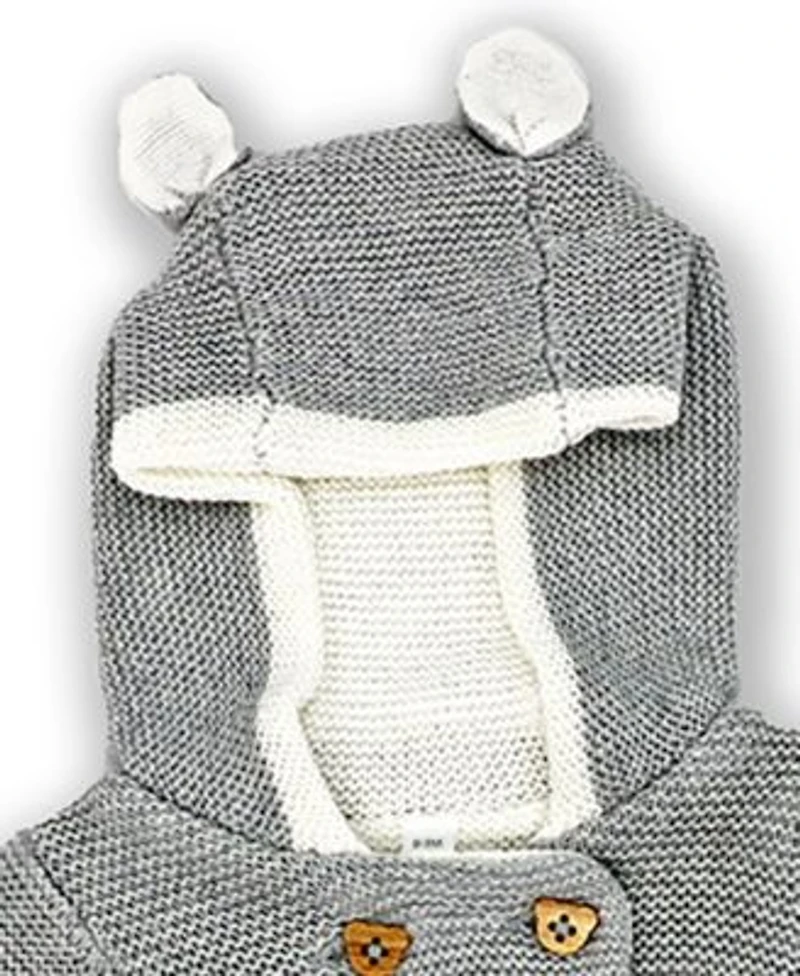 Baby Boys and Girls 2 Pc Gray Knit Hooded Sweater Set