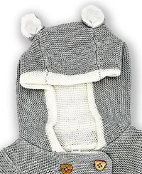 Baby Boys and Girls 2 Pc Gray Knit Hooded Sweater Set
