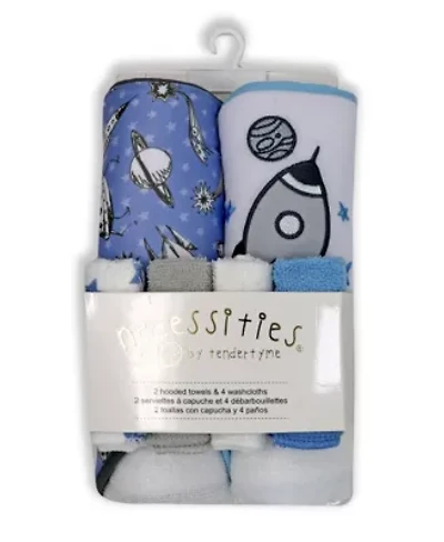 Baby Boys and Girls 2 Pack Hooded Towels with 4 Washcloths