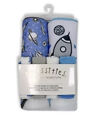 Baby Boys and Girls 2 Pack Hooded Towels with 4 Washcloths
