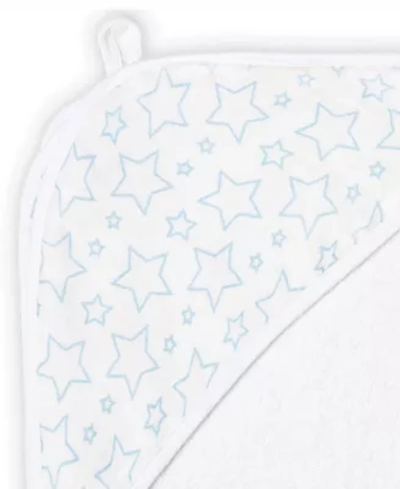 Baby Boys and Girls Star Muslin Lined Hooded Towel