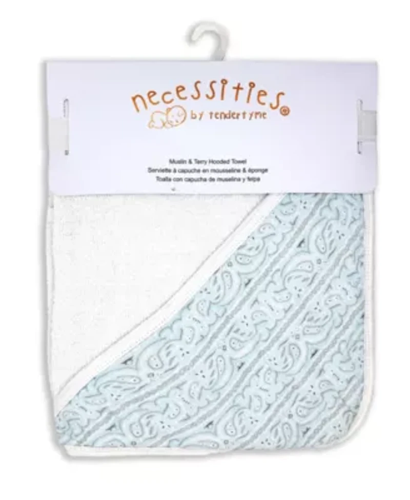 Baby Boys and Girls Paisley Muslin Lined Hooded Towel