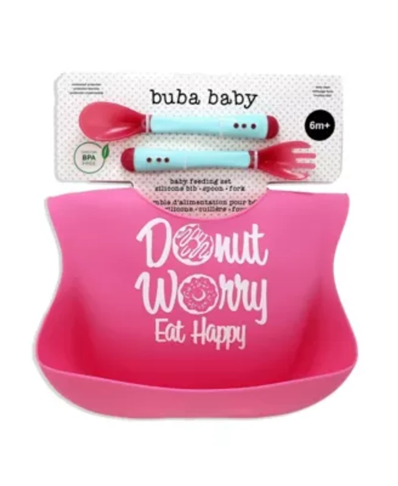 Baby Boys and Girls Silicone Bib with Spoon and Fork