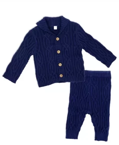 Baby Boys Knit Pant Set Navy