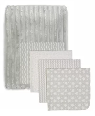 Baby Girls Striped Blanket with 4 Receiving Blankets