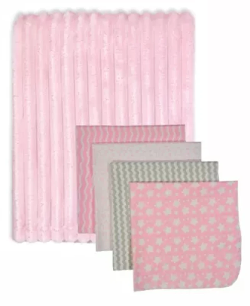 Baby Girls Striped Blanket with 4 Receiving Blankets