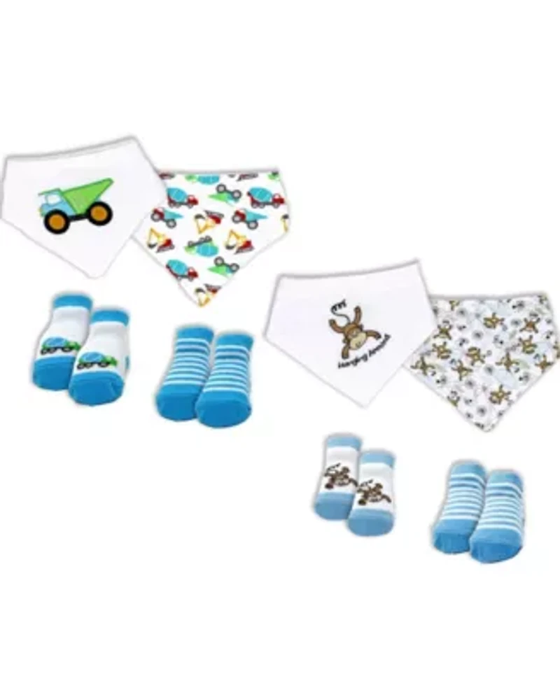 Baby Boys and Girls 8 Pc Bibs Socks Set