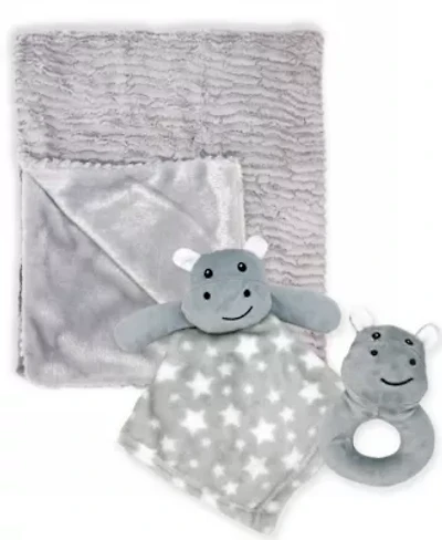 Baby Boys and Girls Ridged Plush Blanket with Nunu Rattle