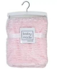 Baby Boys and Girls Ridged Plush Blanket with Nunu Rattle