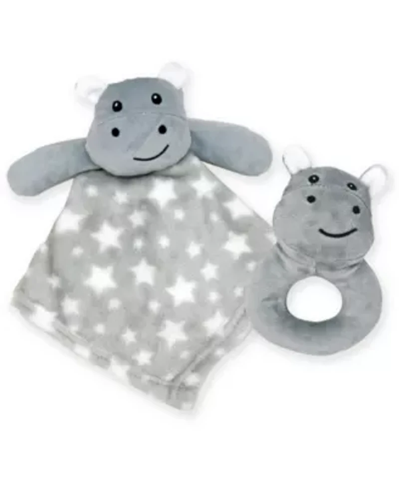 Baby Boys and Girls Ridged Plush Blanket with Nunu Rattle