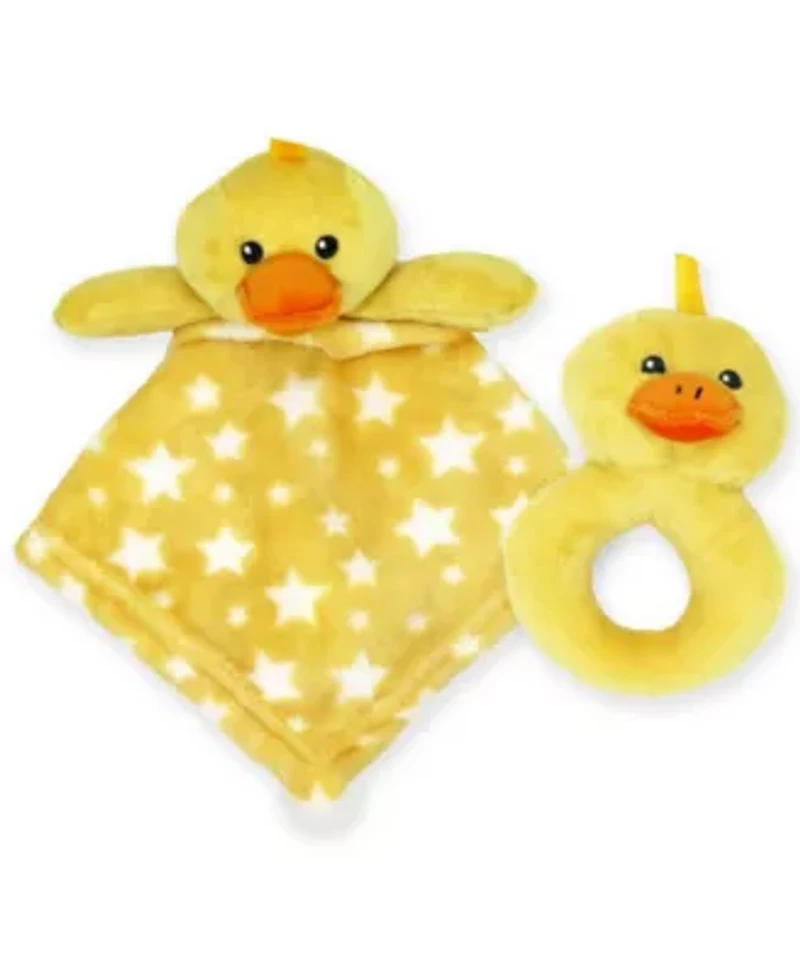 Baby Boys and Girls Ridged Plush Blanket with Nunu Rattle
