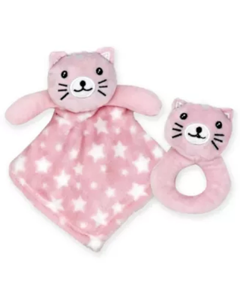 Baby Boys and Girls Ridged Plush Blanket with Nunu Rattle