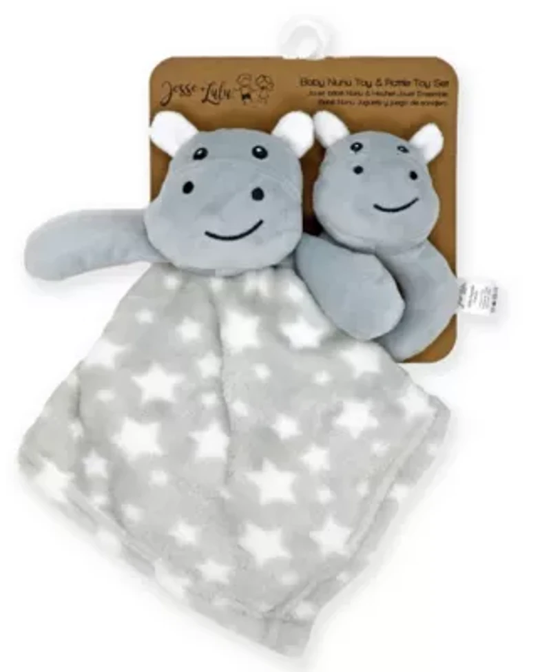 Baby Boys and Girls Ridged Plush Blanket with Nunu Rattle